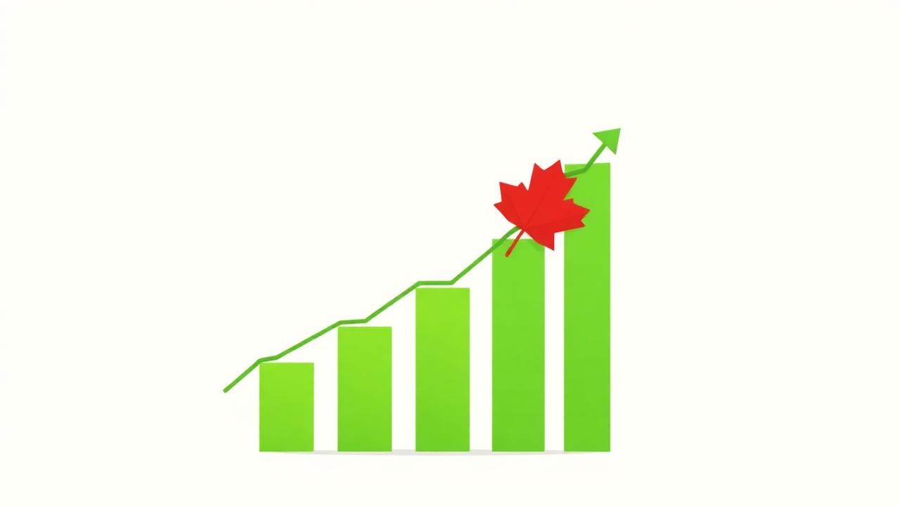 Canadian capital gains rising bar chart with maple leaf