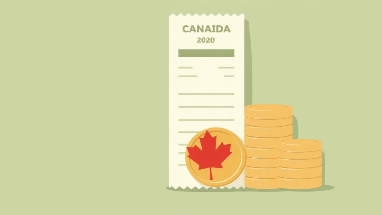 Canadian receipt and coins illustrating the GST/HST credit