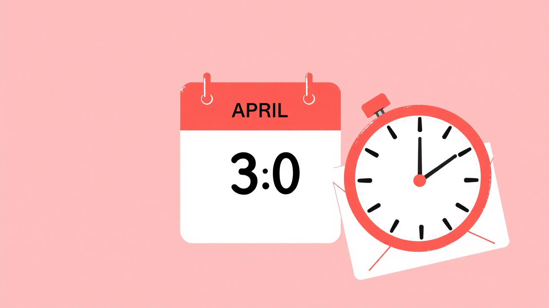 April 30 calendar and clock representing the last-minute Canadian tax filing deadline